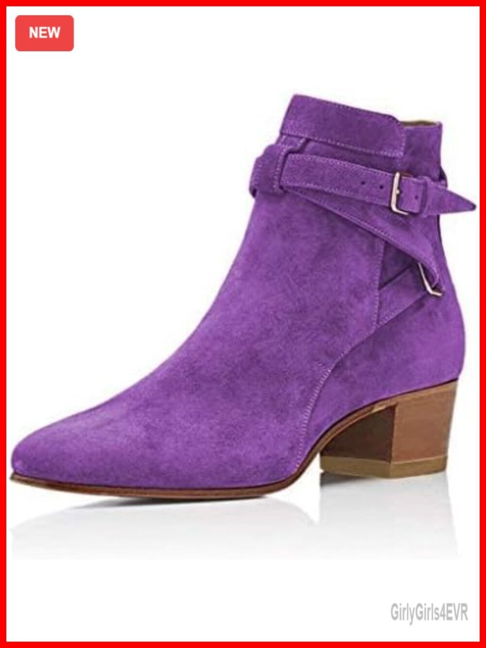 Block Low Heel Suede Cowgirl Boots Pull on Ankle Bootie with Buckle